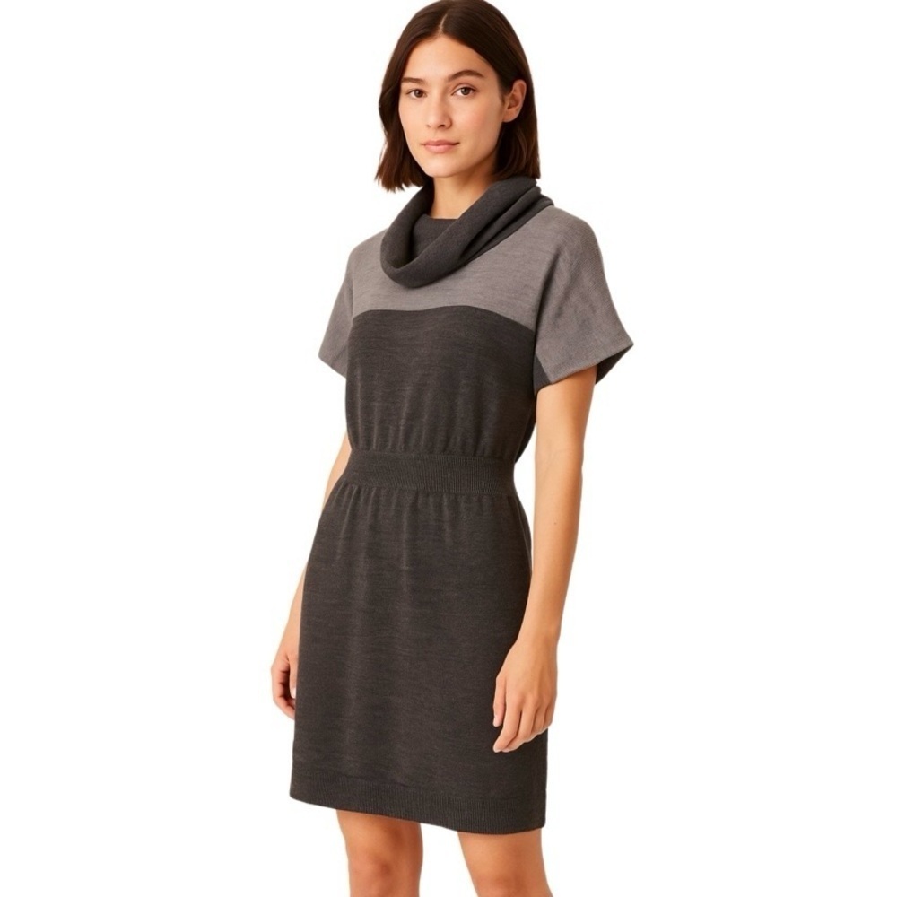 NWT LOFT Knit Sweater Cowl Neck Mini Dress - Colorblock